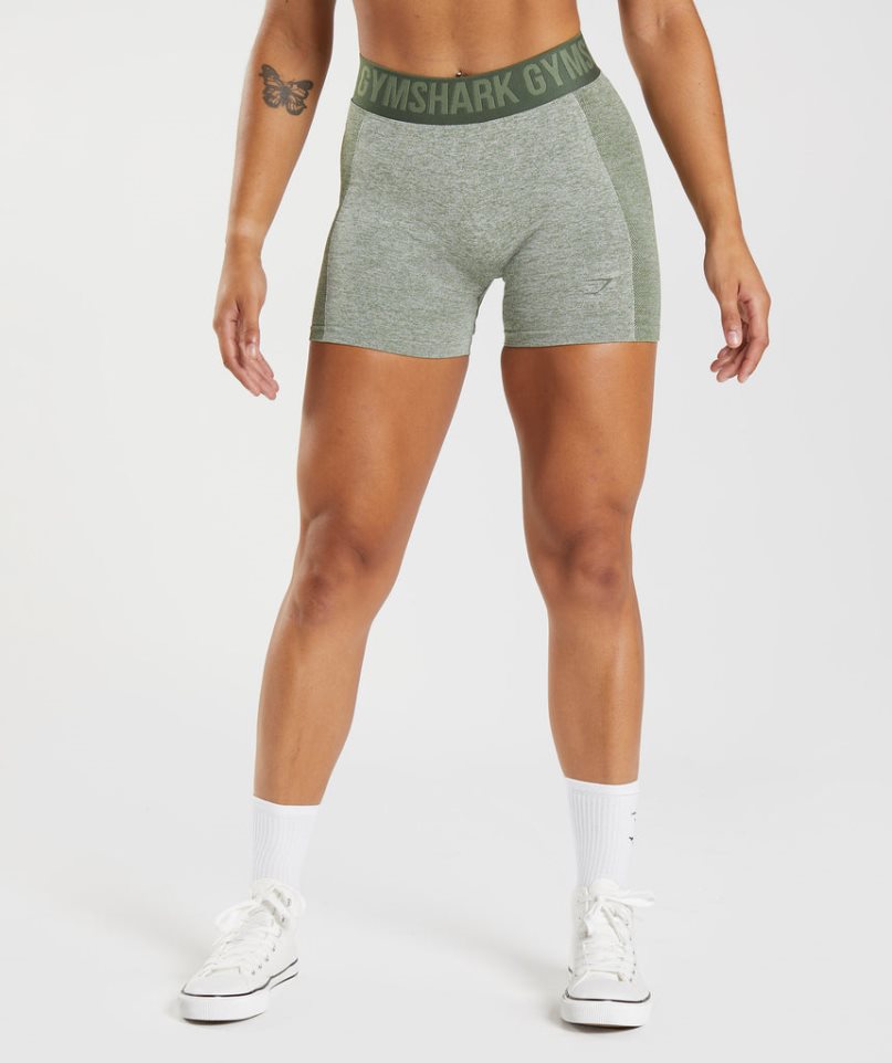 Women\'s Gymshark Flex Shorts Grey / Olive | CA 6A8073